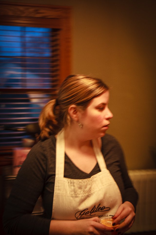 Julia cooking action shot